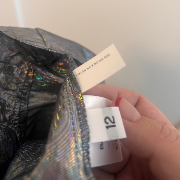 Batsheva Mini Prairie Dress In Silver Holographic Lamè - Picture 6 of 10